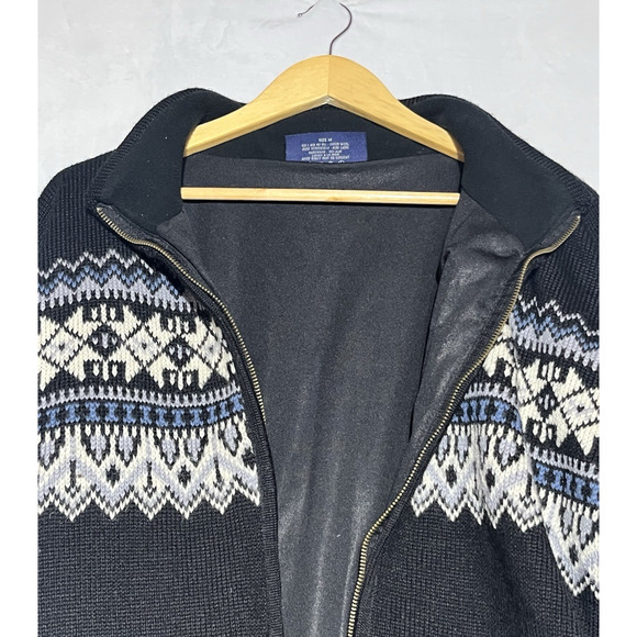 Nordstrikk Nordic Fair Isle Full Zip Wool Cardigan Sweater Mens M Lined Blue - Picture 3 of 16